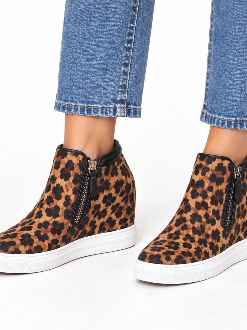 Not Rated Leopard-Print Wedge Sneakers - sz 8 runs small 7.5 NIB retail $39